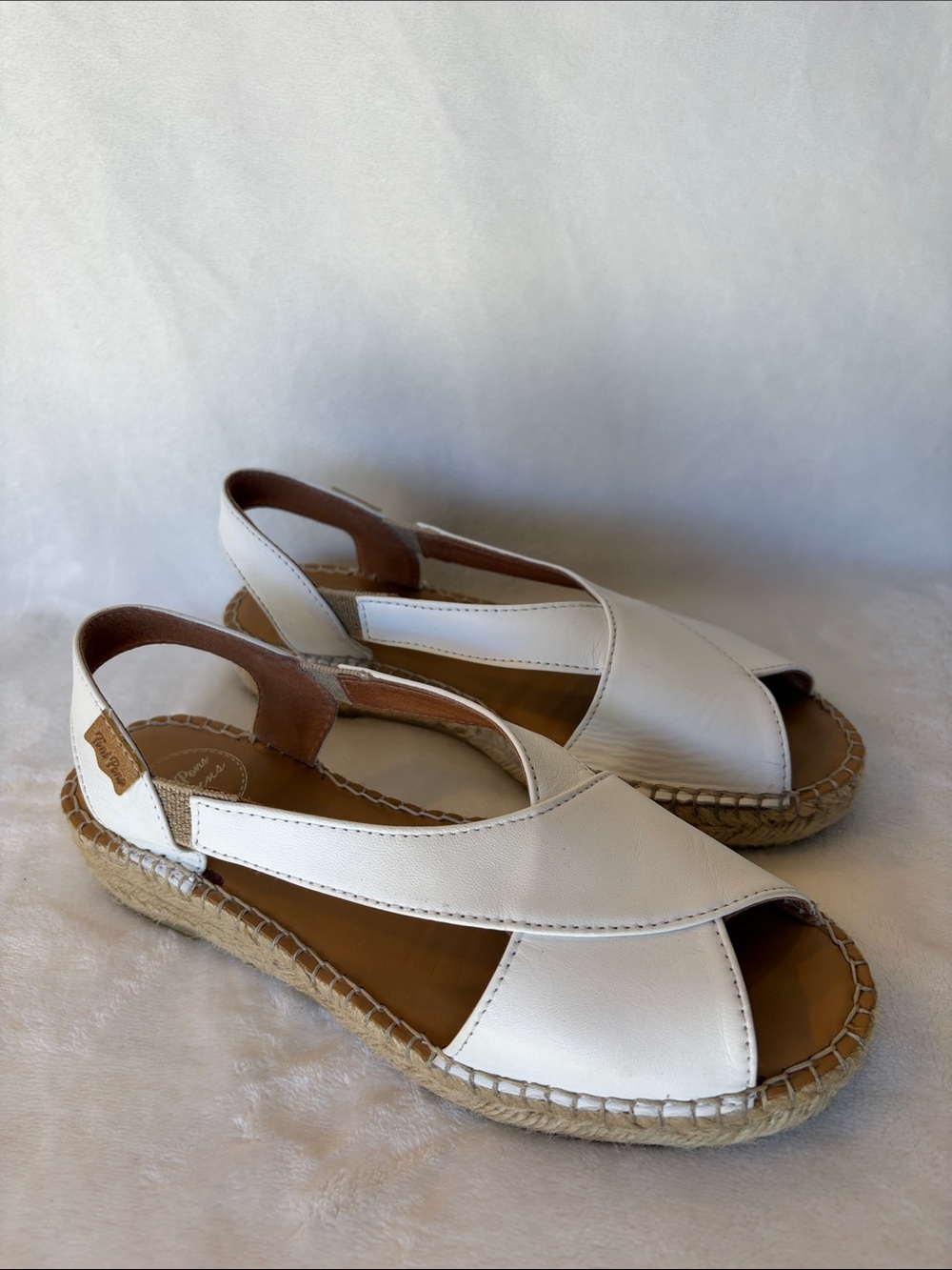 Toni Pons Women’s White Leather Slingback Espadrille Sandals